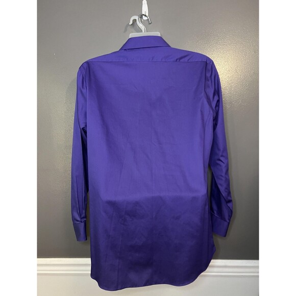 Van Heusen Shirt Mens 15.5 32/33 Purple Lux Sateen Regular Fit Dress 20KH539510 - Picture 4 of 10